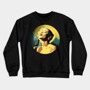 Billie Holiday Jazz Legend Singer Modern Portrait by LozsArt Crewneck Sweatshirt